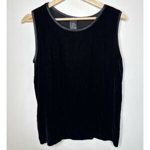 Vintage Y2K Velvet Tank Top L Black Whimsigoth Dark Academia Fairy Grunge Witchy